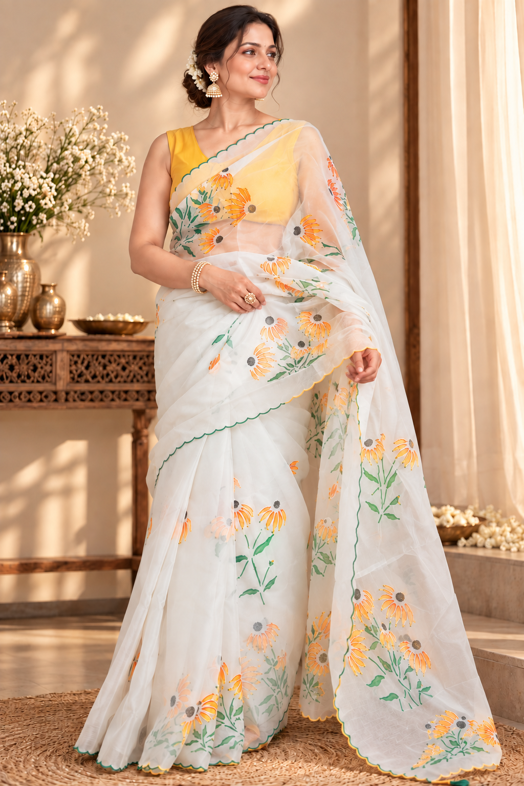 Vasantika - Hand-Painted Organza Saree