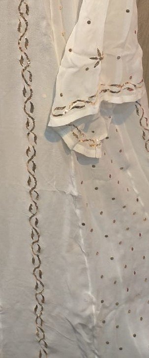 Ivory Kaamdani Viscose Anarkali Semi Stitched image 4