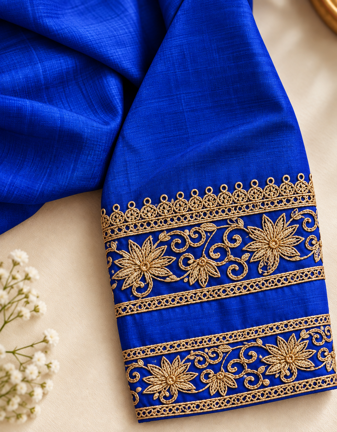 Electric Blue Mul Chanderi Anarkali image 4