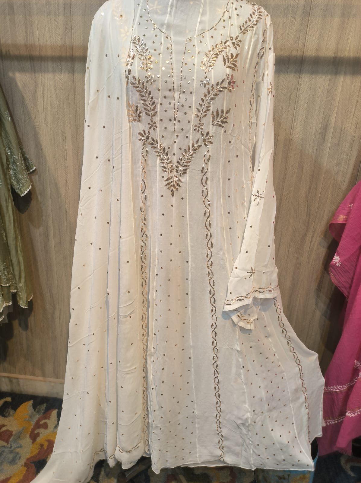 Ivory Kaamdani Viscose Anarkali Semi Stitched image 2