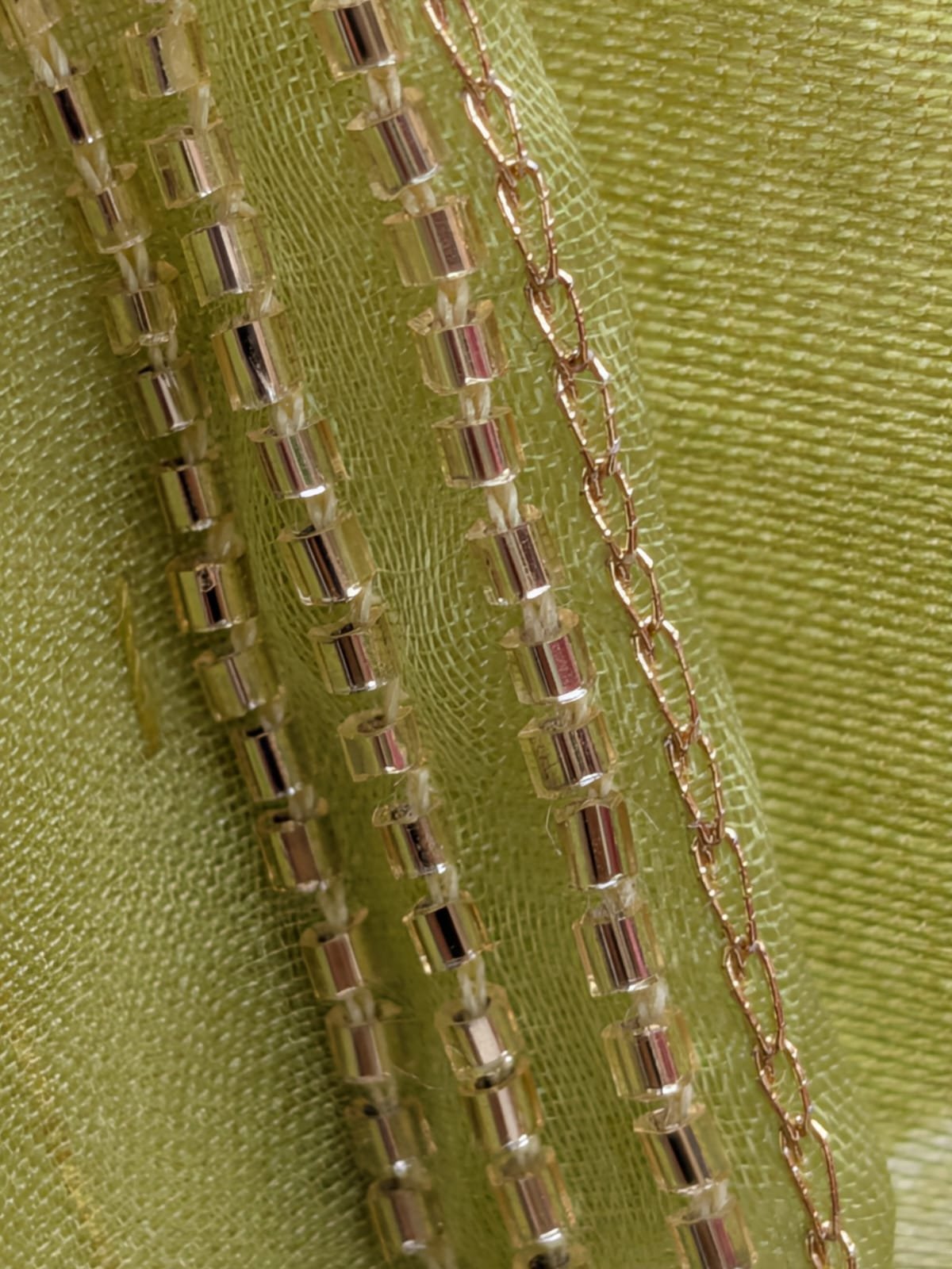 Sitara -- lime Green Shibori Pure Chanderi Ensemble image 4