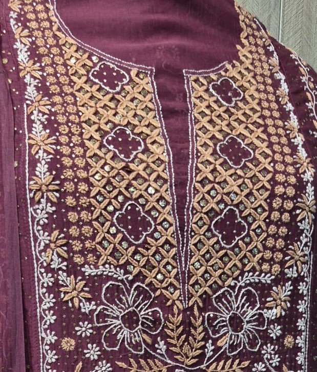 Mul Chanderi Anarkali with Mukaish Work image 4