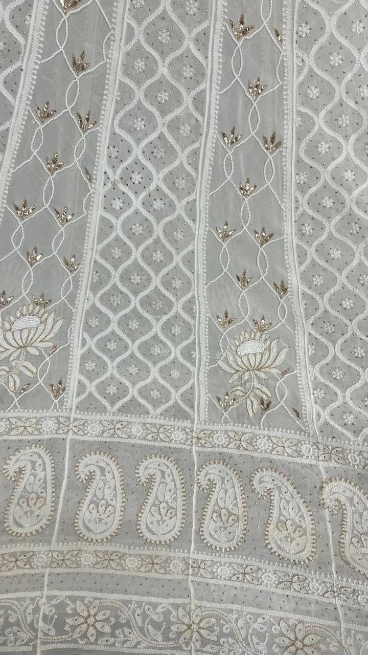 Pure Georgette Anarkali With Pearl Work image 2