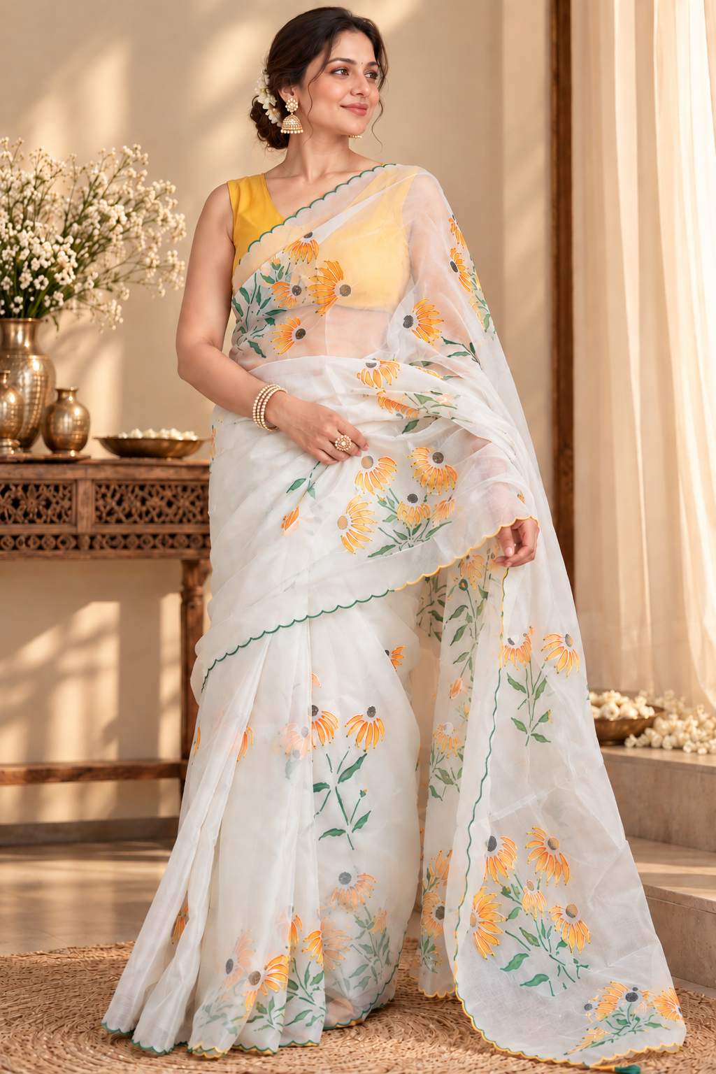 Vasantika - Hand-Painted Organza Saree image 5