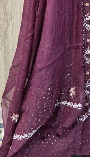Mul Chanderi Anarkali with Mukaish Work image 3