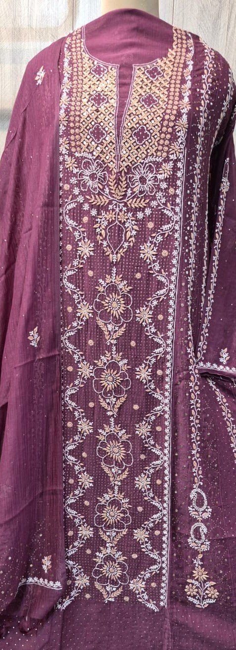 Mul Chanderi Anarkali with Mukaish Work image 5